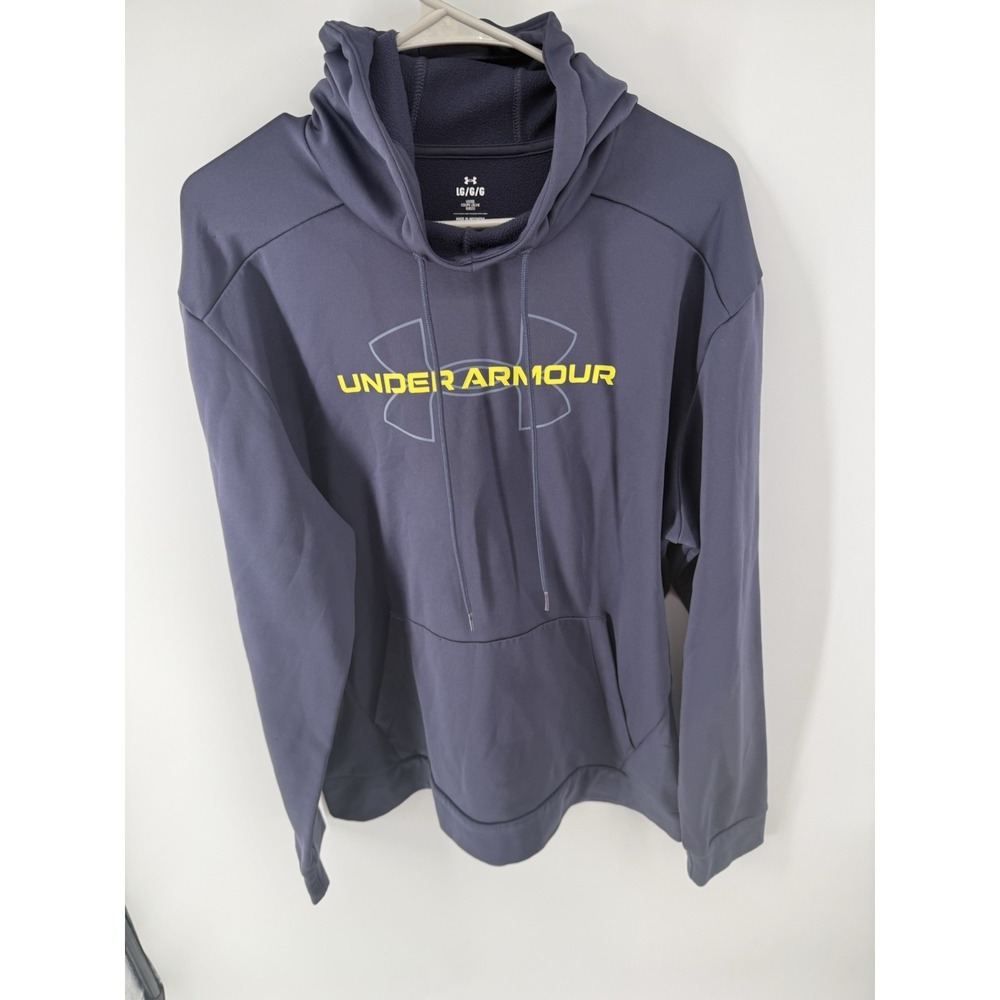 Under Armour Men's Armour Fleece Big Logo Pullover Hoodie Blue Yellow Size Large
